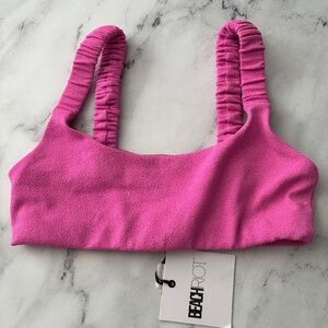 Beach Riot Nwt Effie Petal Pink Shimmer Sunshine Haze Scrunch Swim Bikini Top